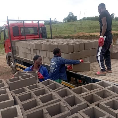 Loading blocks onto truck