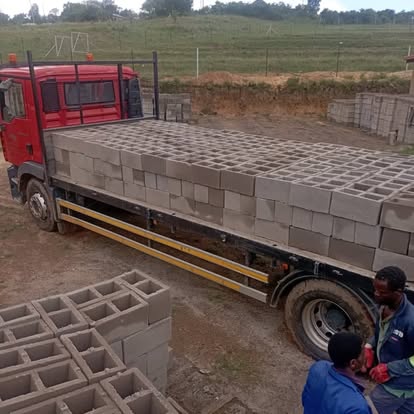 Delivery truck with blocks
